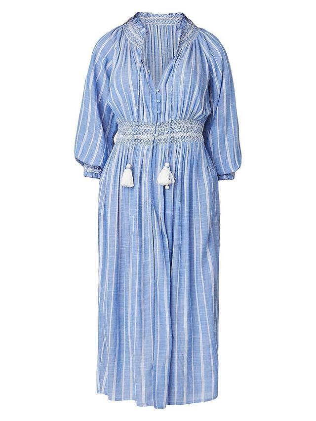 Womens Sunset Striped Chambray Midi-Dress Product Image