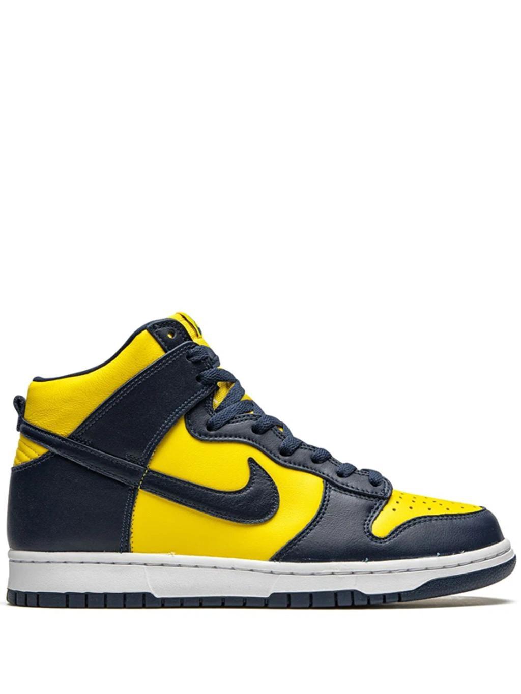 NIKE Dunk High Retro Sneakers In Black And Yellow-gold Product Image