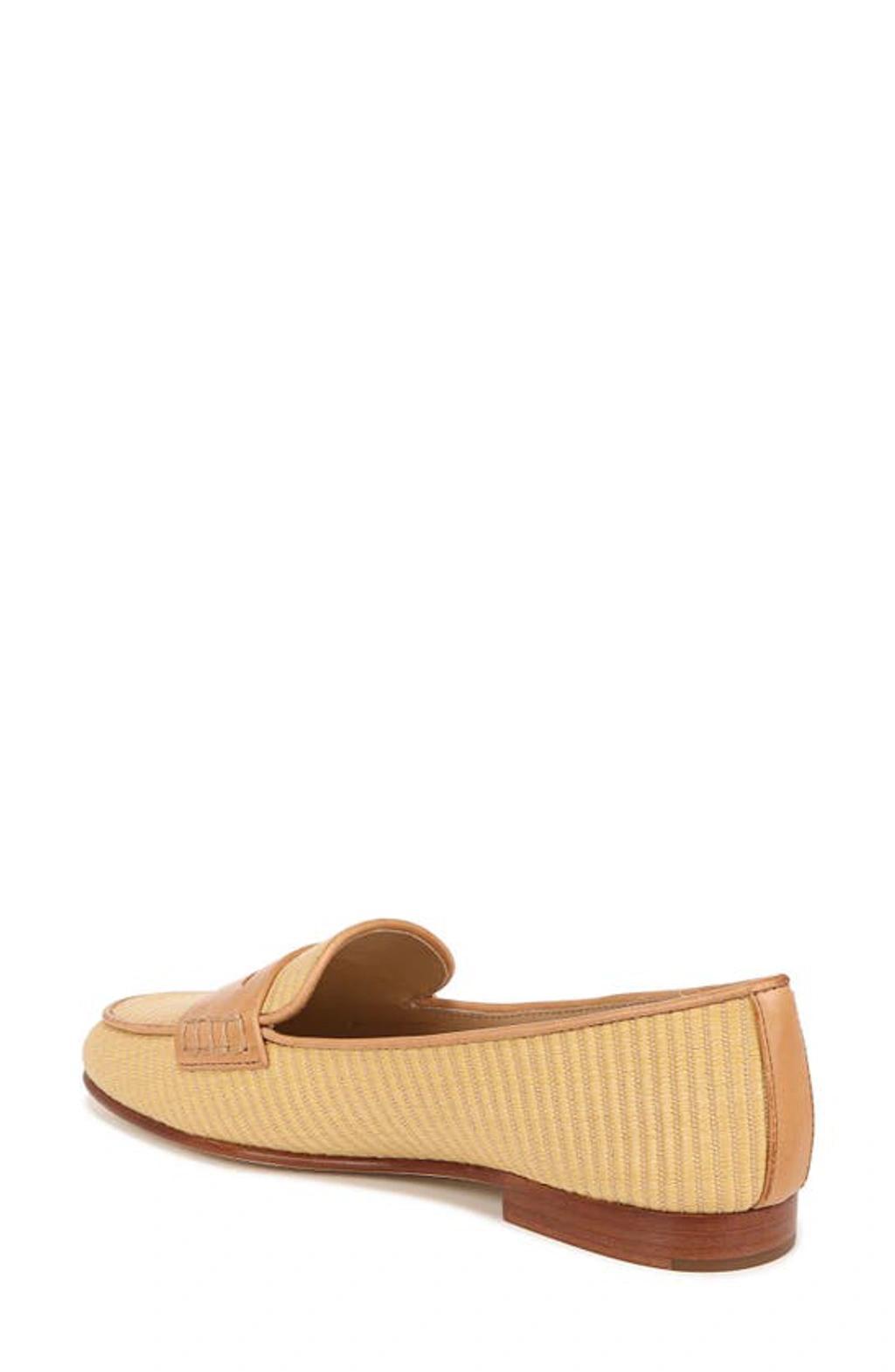 VERONICA BEARD Raffia Leather Slip-on Penny Loafers In Natural Tan Product Image