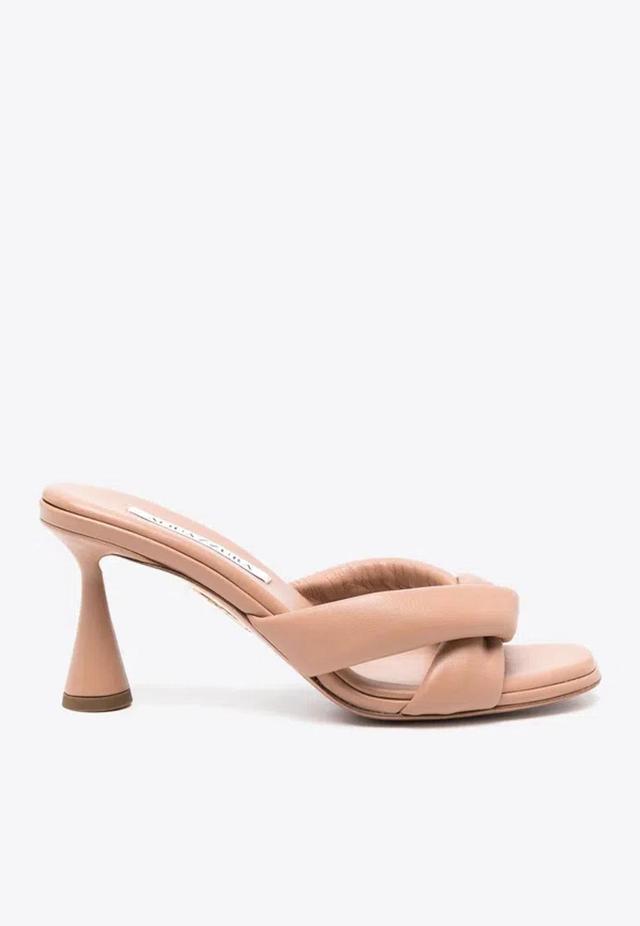 Amore 95mm Twisted Leather Mules In Pink Product Image