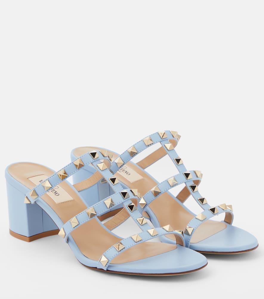 Rockstud Caged 60 Leather Sandal In Blue Product Image