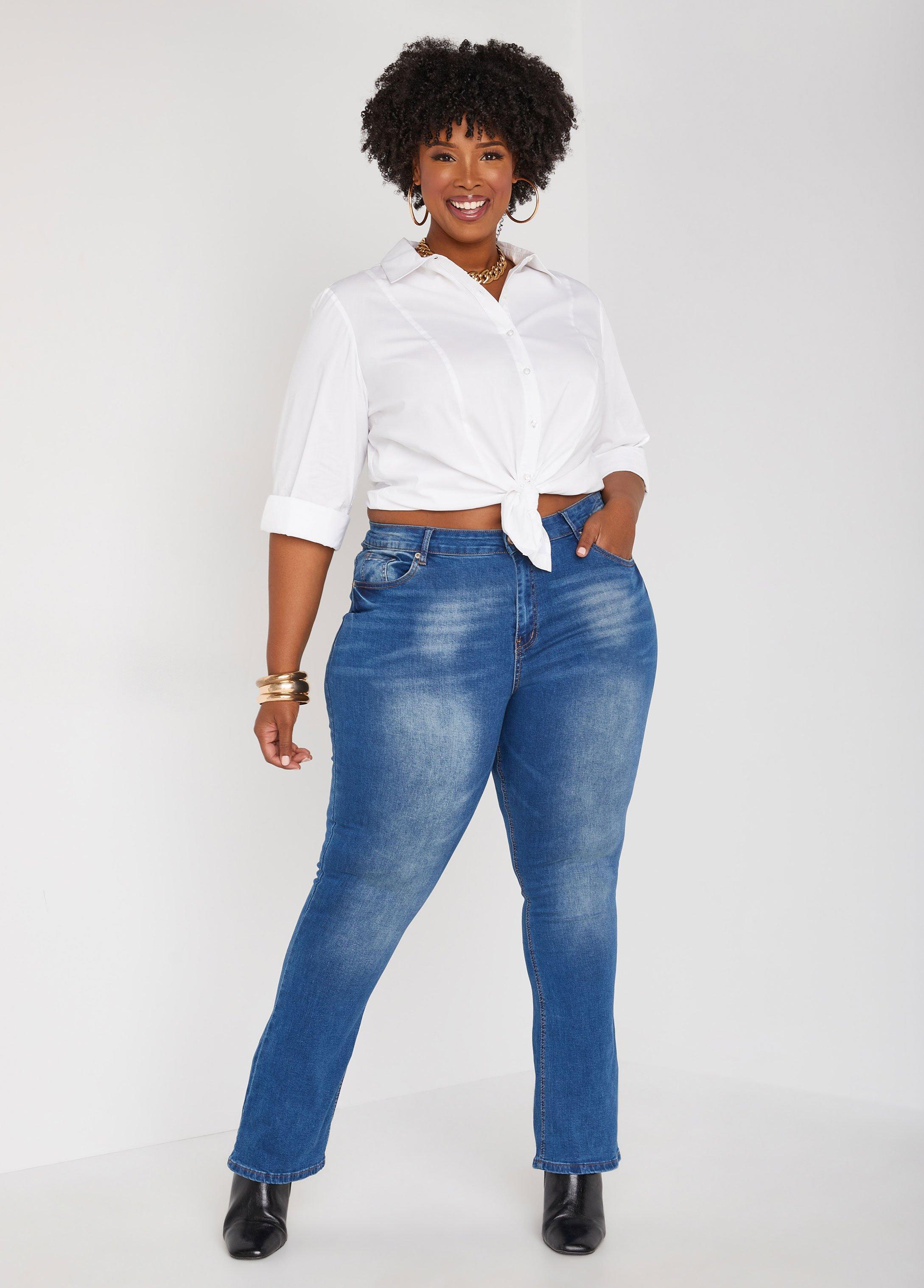 Plus Size High Rise Bootcut Jeans Ashley Stewart Product Image