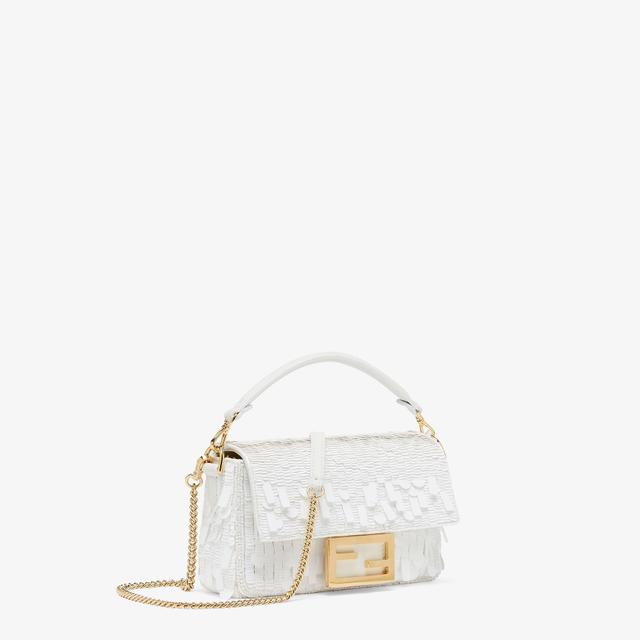 Baguette MiniWhite sequin and leather bag Product Image