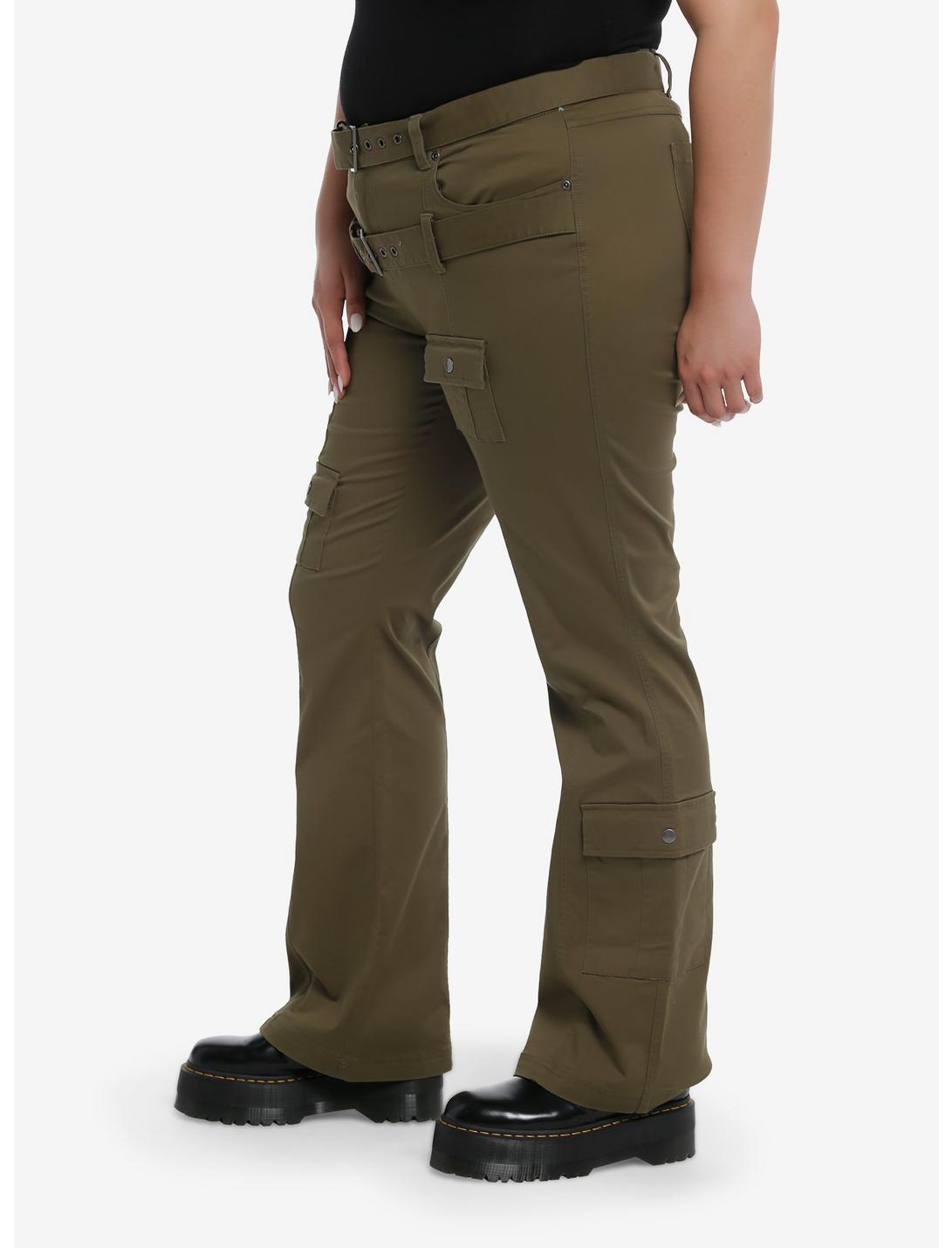 Social Collision® Army Green Double Belt Carpenter Pants Plus Size Product Image