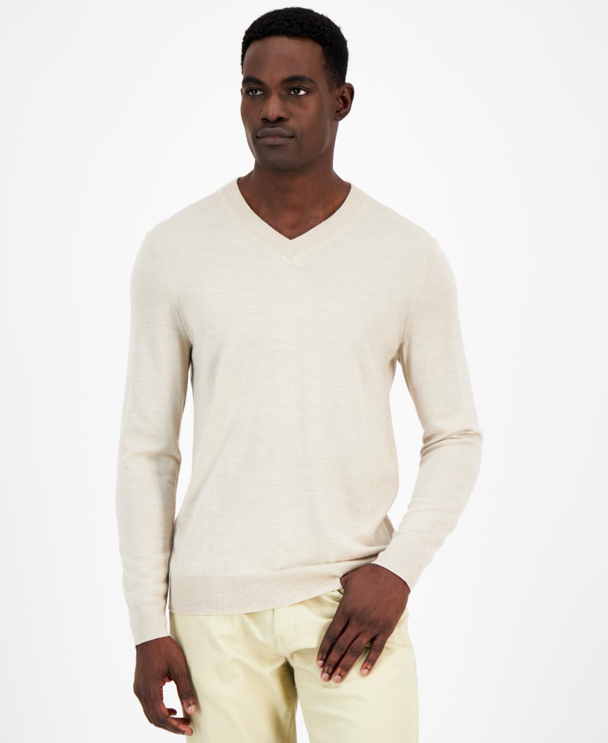 Alfani Mens Long-Sleeve V-Neck Merino Sweater, Created for Macys Product Image