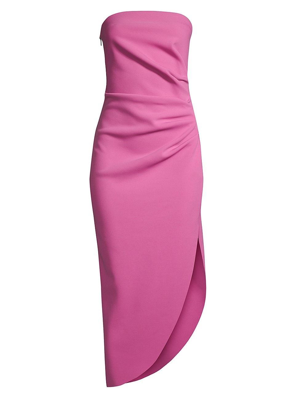 Womens Audrina Gathered Strapless Asymmetric Midi-Dress Product Image