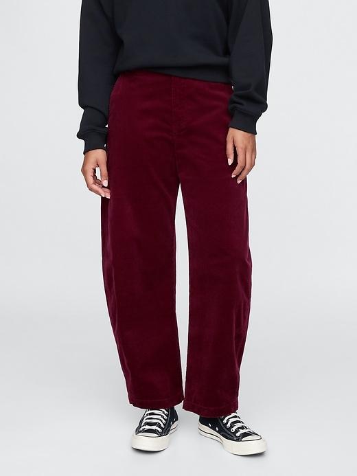 High Rise Corduroy Tapered Ankle Trousers Product Image