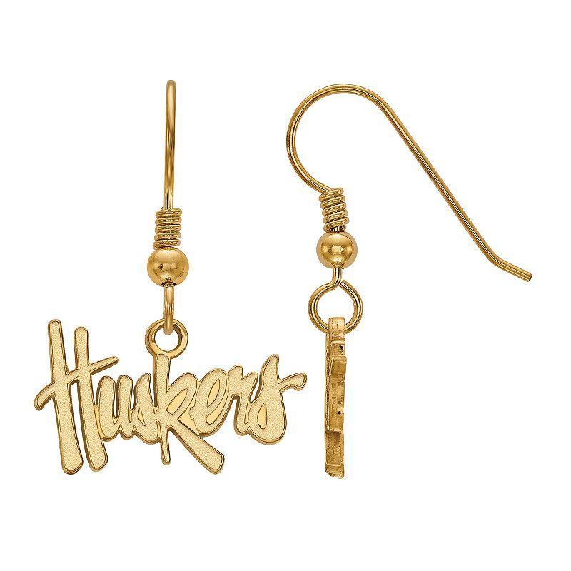 LogoArt 14K Gold Over Silver Nebraska Cornhuskers Dangle Earrings, Womens 14k Gold Plated Product Image