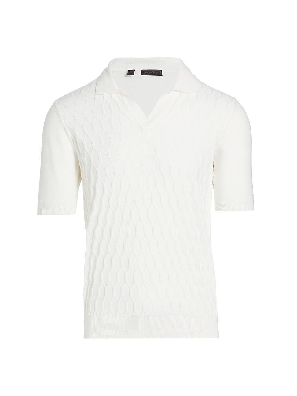 Mens COLLECTION Leaf-Textured Johnny Collar Polo Shirt Product Image