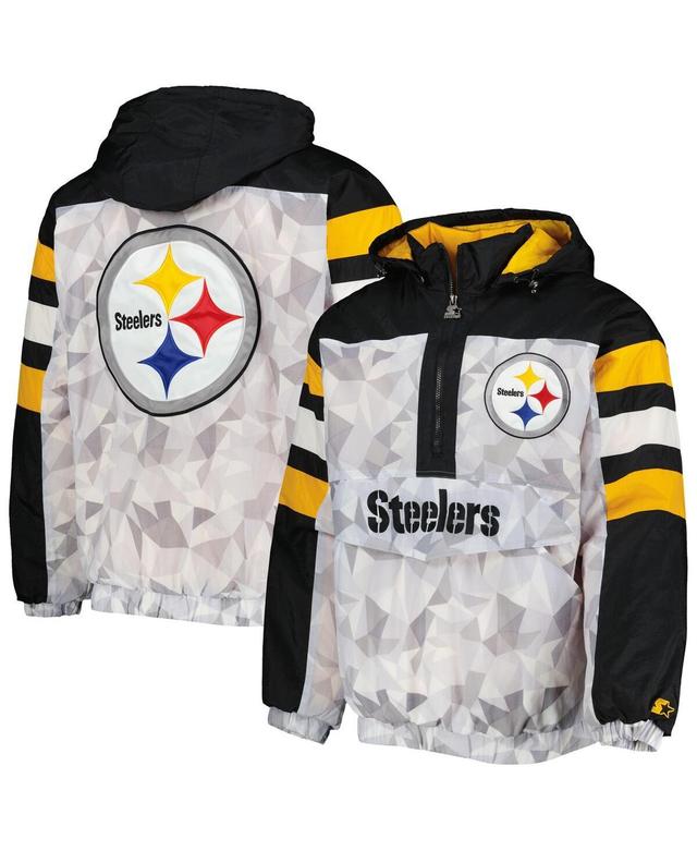 Mens Starter White Pittsburgh Steelers Thursday Night Gridiron Raglan Half-Zip Hooded Jacket - White Product Image