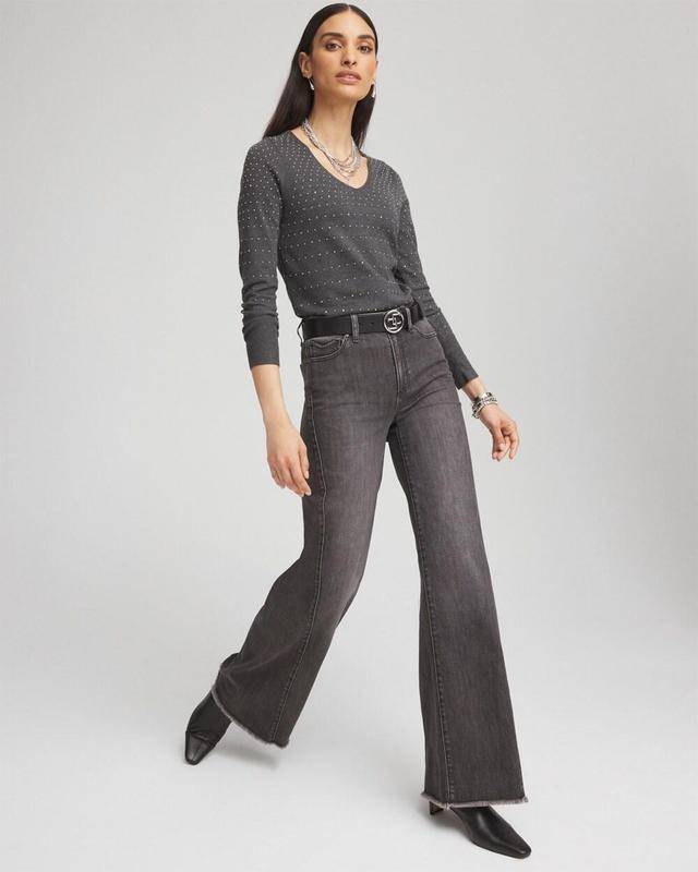 Wide Leg Frayed Hem Jeans Product Image