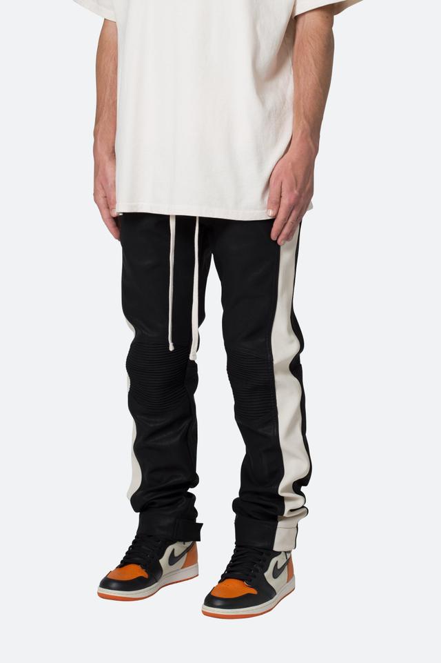 Leather Moto Pants - Black/White Product Image