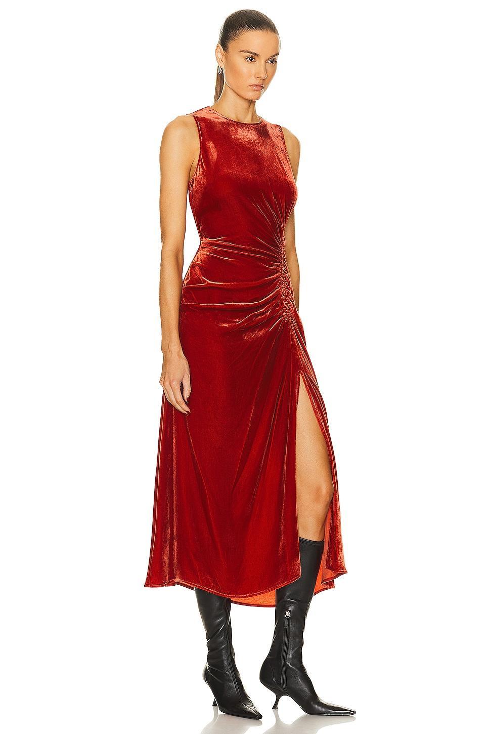 Ulla Johnson - Cornelia Ruched Velvet Midi Dress - RedModa Operandi Product Image