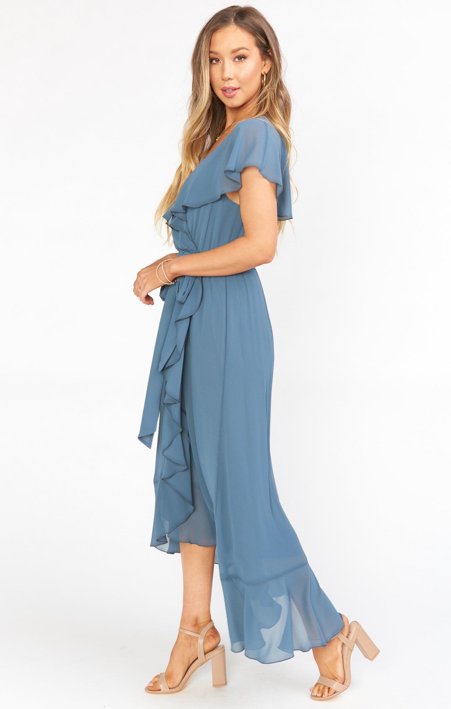 Jess Ruffle Midi Dress ~ Neutral Mauve Chiffon Product Image