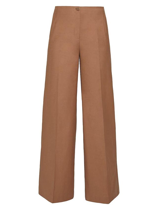 Womens Stretch Cotton-Blend Wide-Leg Pants Product Image