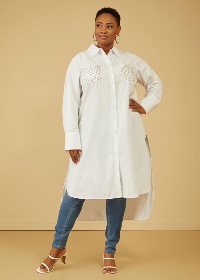 Plus Size Studded Duster Shirt Ashley Stewart Product Image