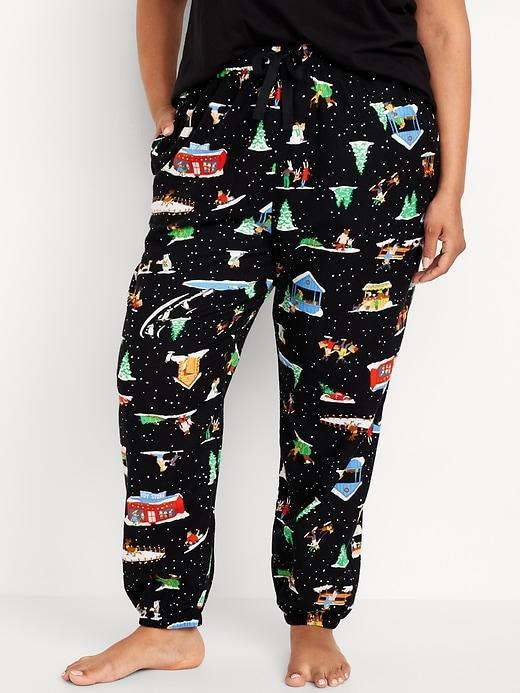 High-Waisted Flannel Pajama Joggers Product Image