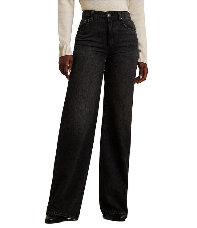 Lauren Ralph Lauren Mid Rise Wide Leg Denim Jeans Product Image