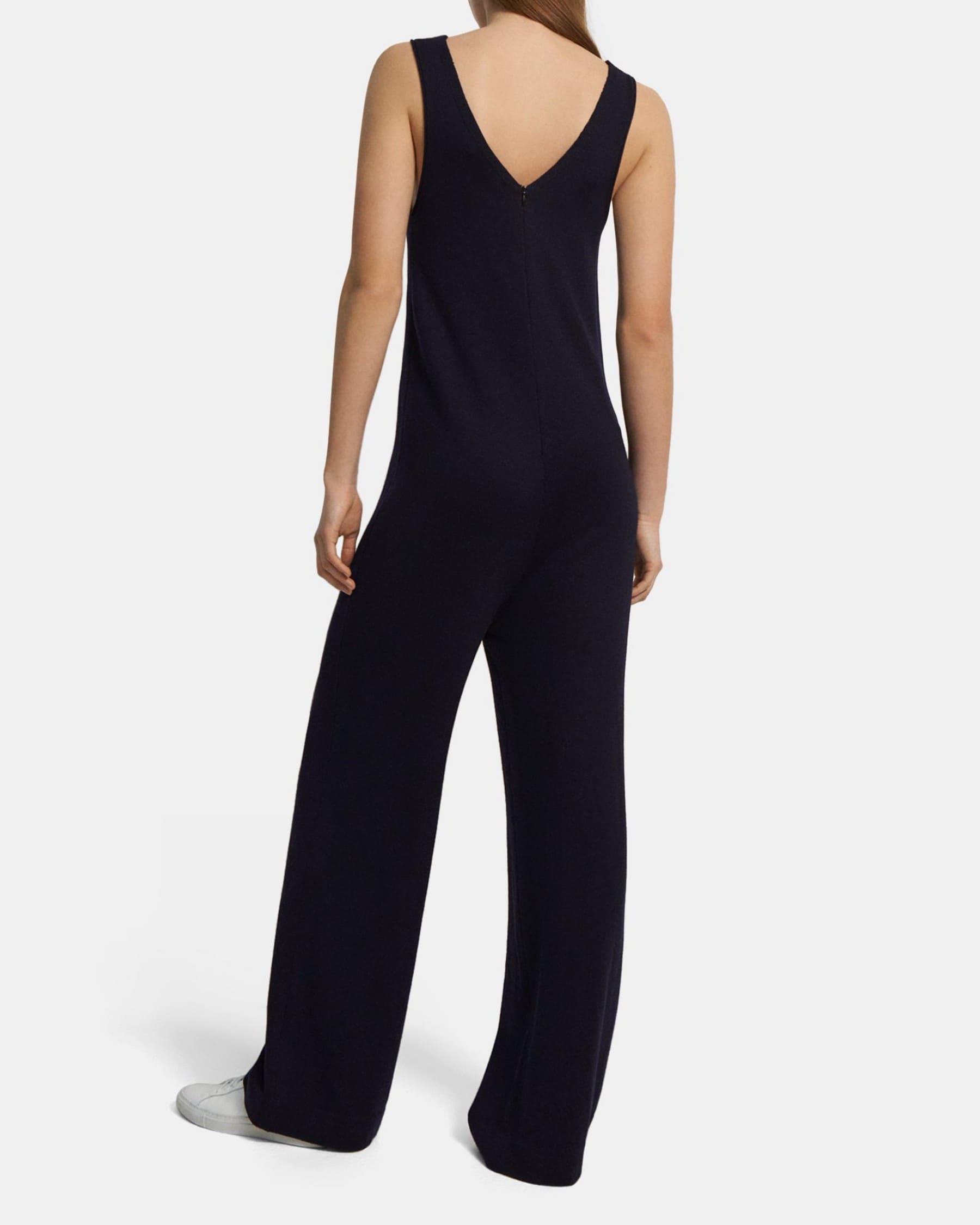 V-Neck Jumpsuit in Fine Merino Wool Product Image