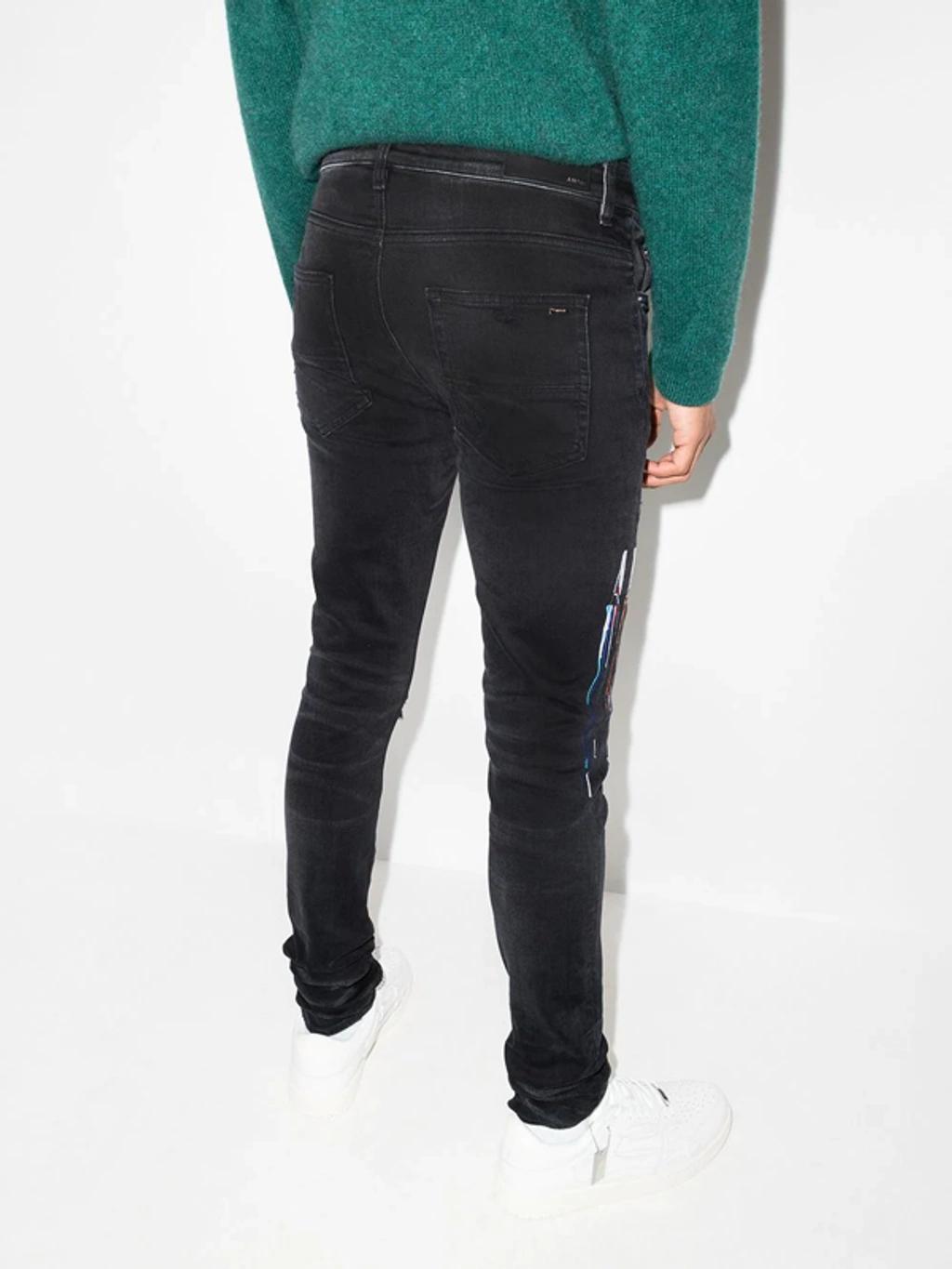 Paint Drip Logo Stretch-denim Jeans In Aged Black Product Image