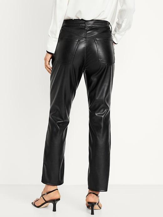 High-Waisted Faux-Leather Boot-Cut Ankle Pants Product Image