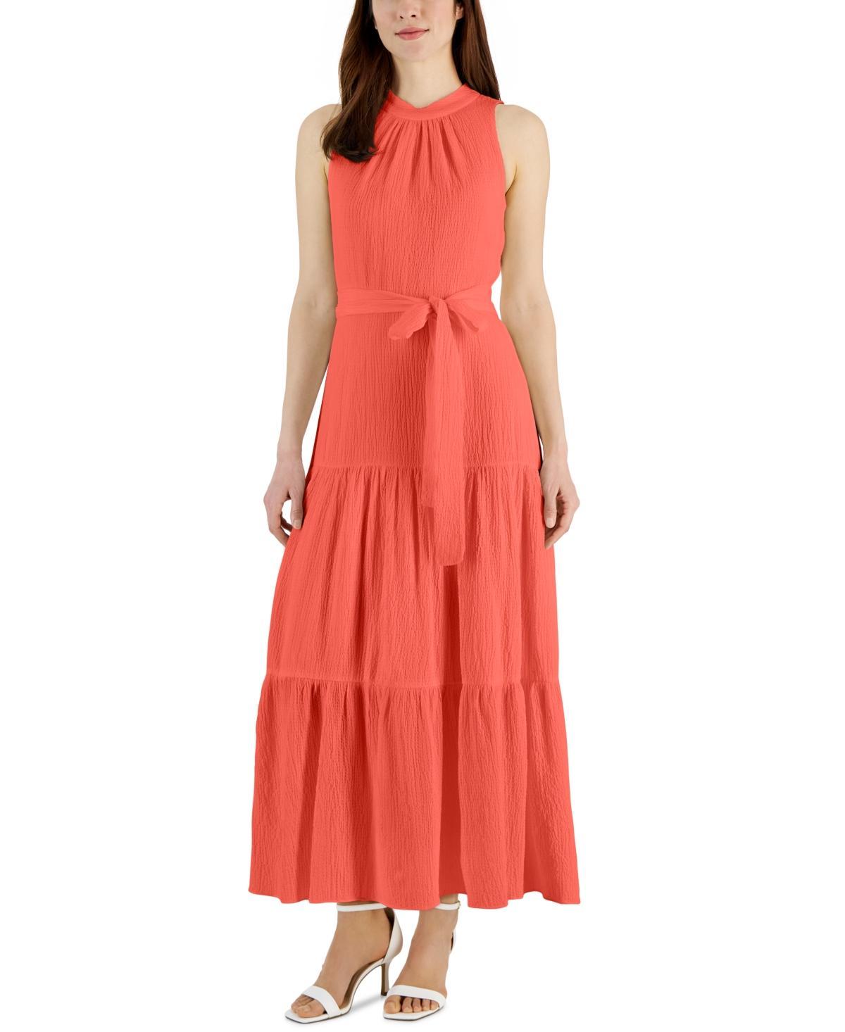 Women's Tie-Neck Tiered Sleeveless Maxi Dress Product Image