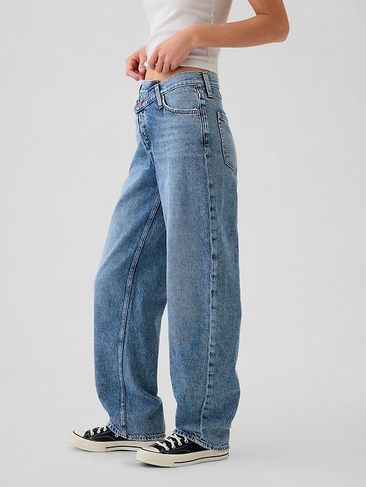 High Rise Crossover Barrel Jeans Product Image