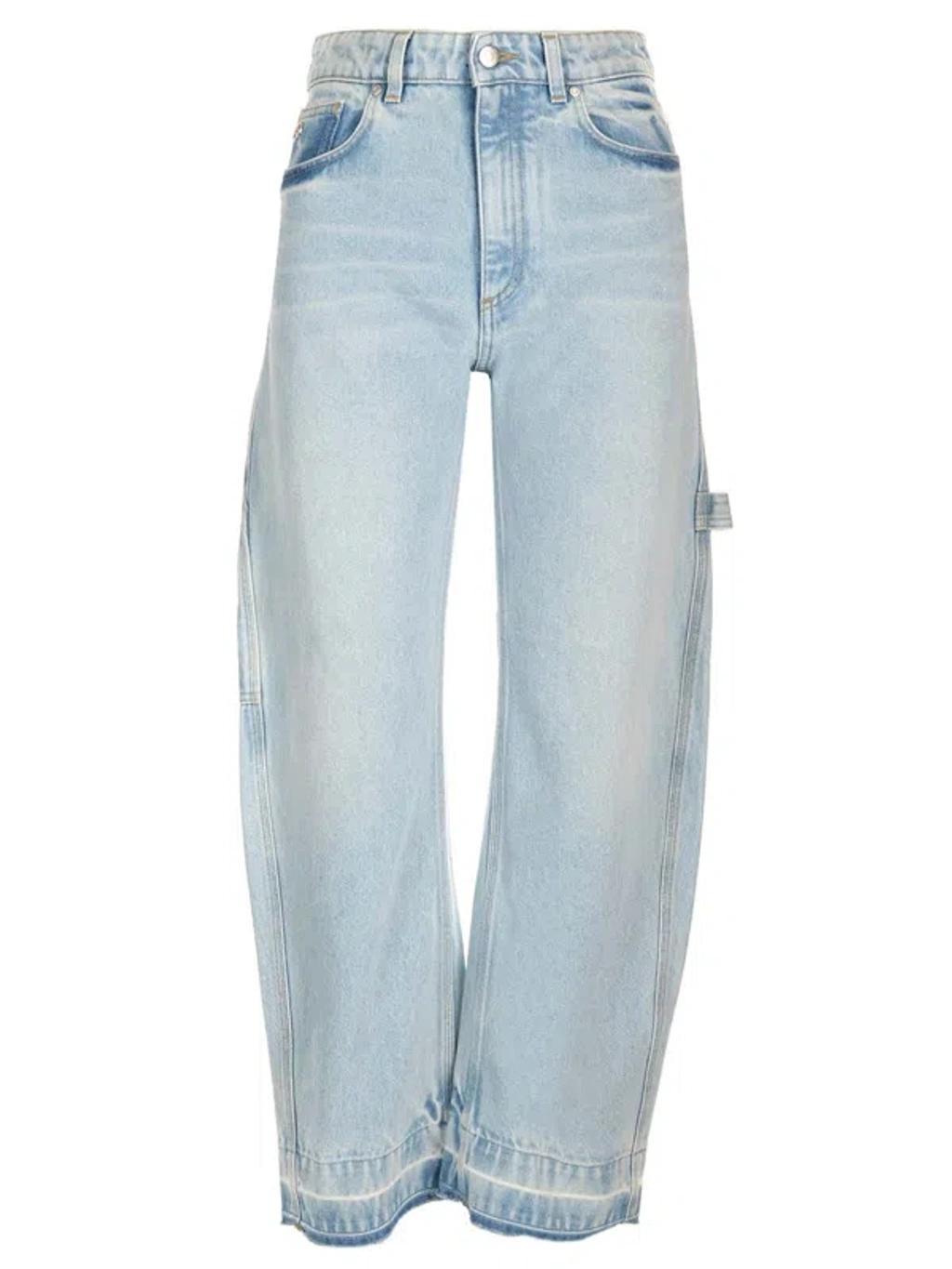 Logo Patch Straight Leg Jeans In Blue Product Image