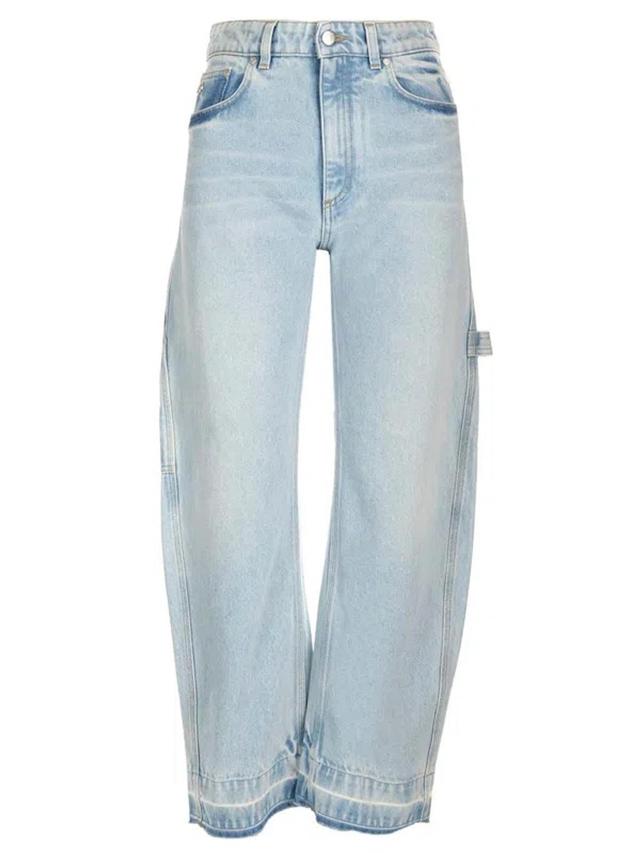 Logo Patch Straight Leg Jeans In Blue Product Image