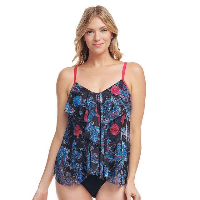 Womens Mazu Sea Breeze Paisley Draped Tier Mesh Tankini Swim Top Product Image