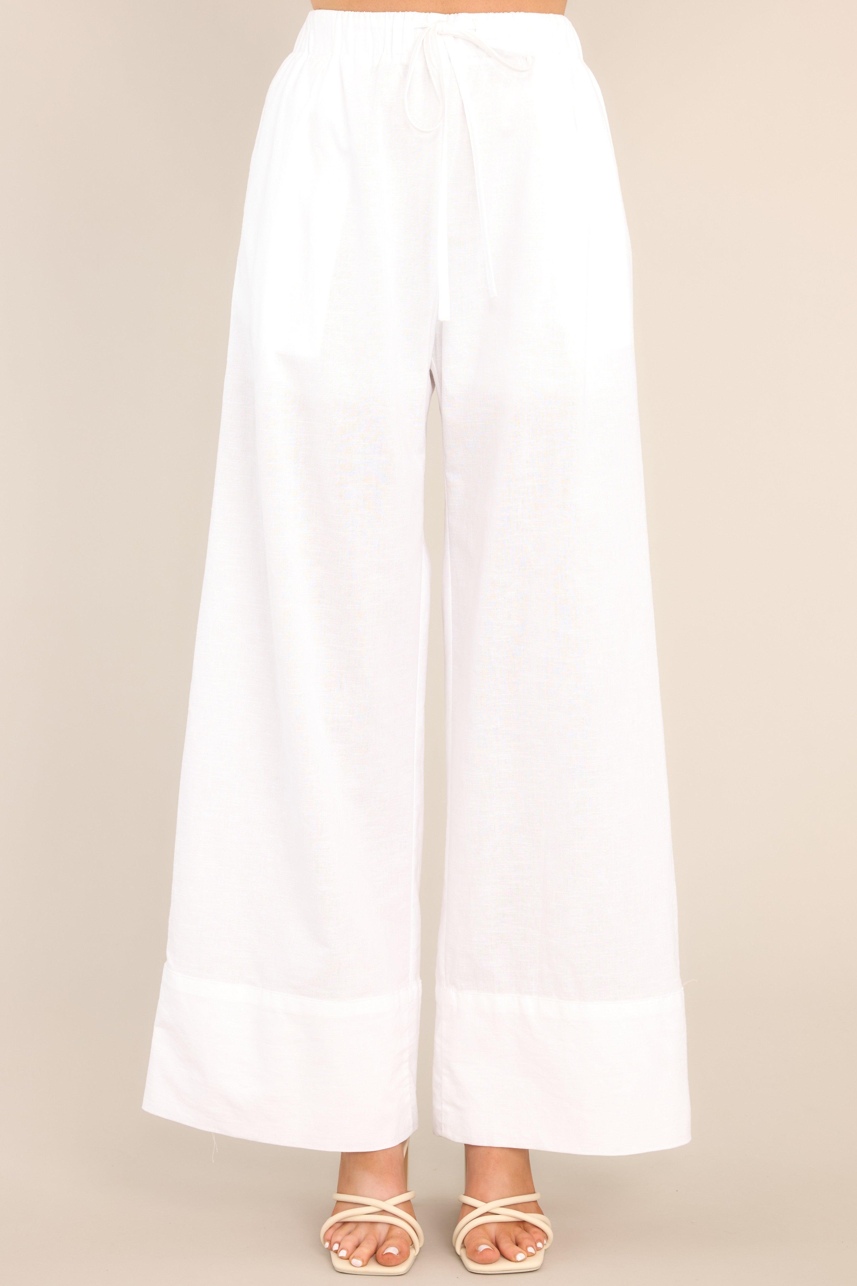 Uncover The Mystery White Linen Blend Pants Product Image