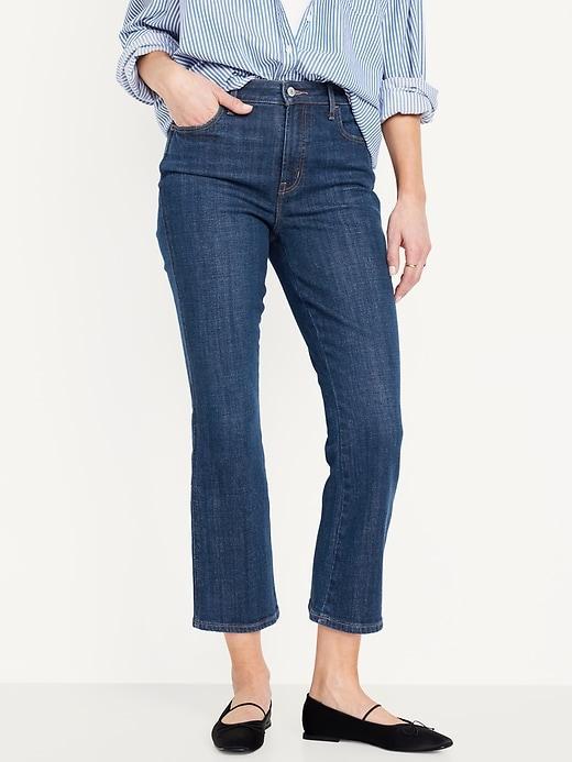 High-Waisted 90s Cropped Flare Jeans Product Image