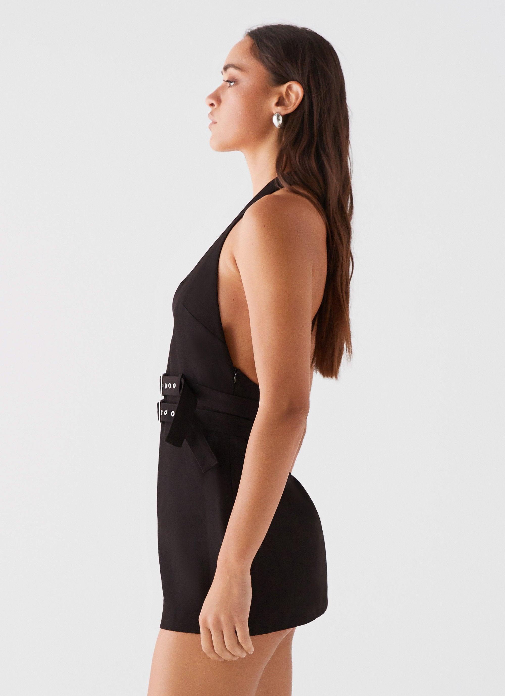 Highway Life Halter Mini Dress - Black Product Image