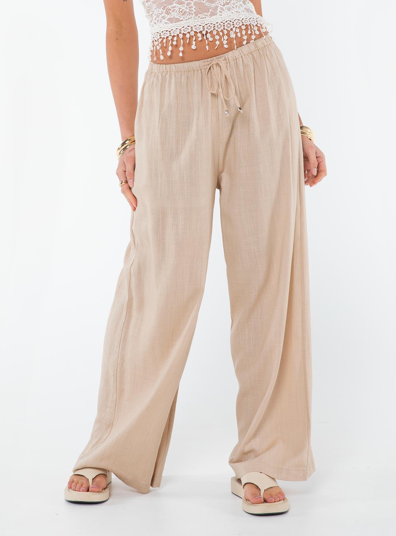 Ogilvie Linen Blend Pants Beige Product Image