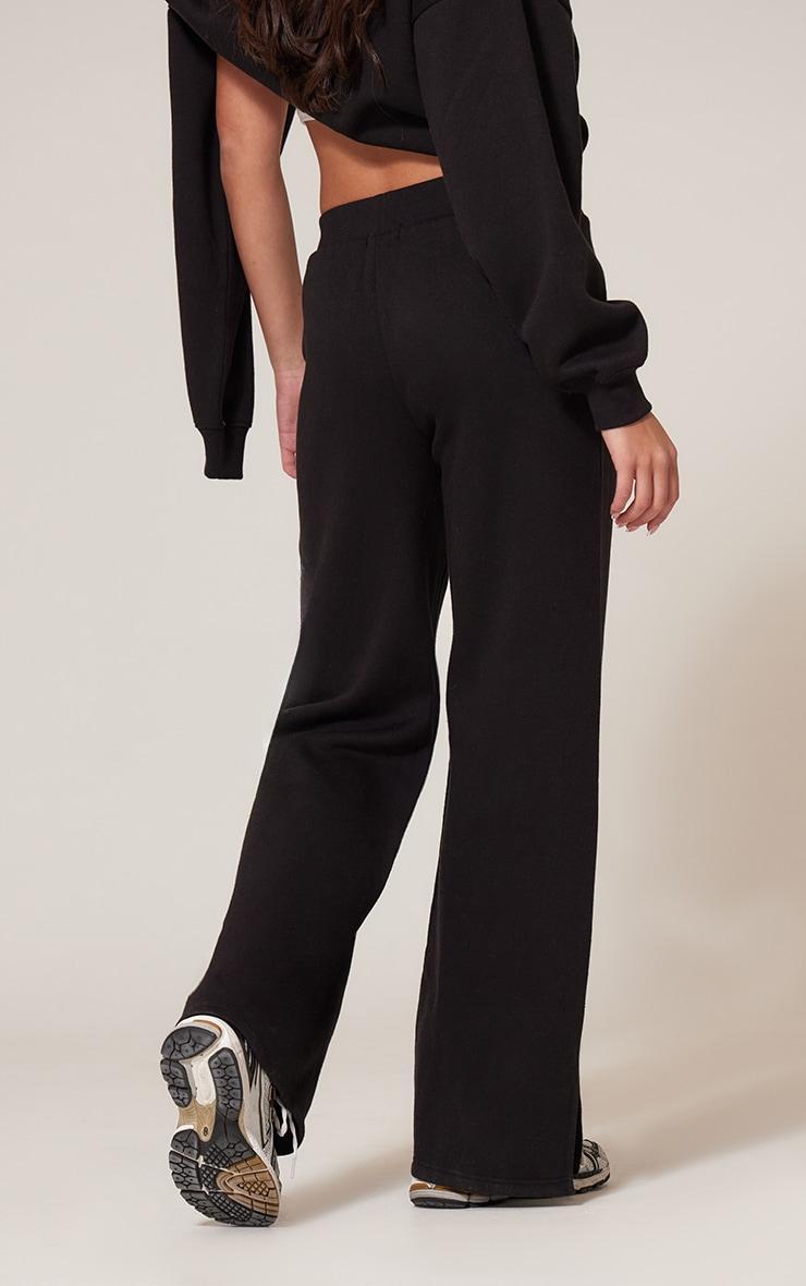 Black Flared Split Hem Sweatpants Product Image