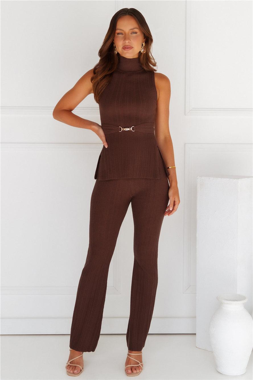 Star Power Ribbed Pants Brown Product Image