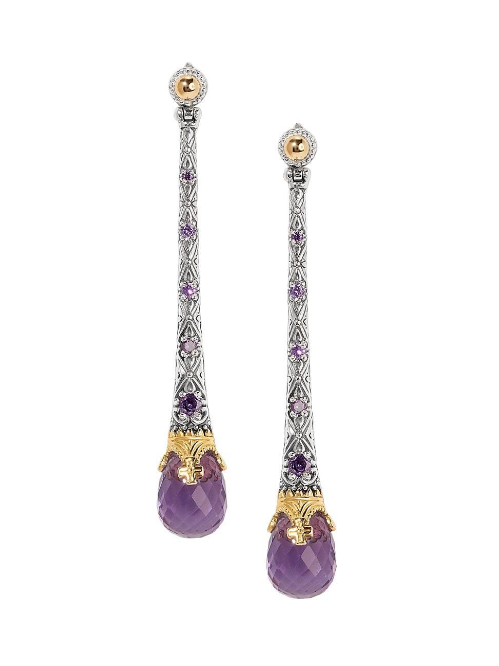 Konstantino Silver and Gold Amethyst Earrings - AMETHYST Product Image