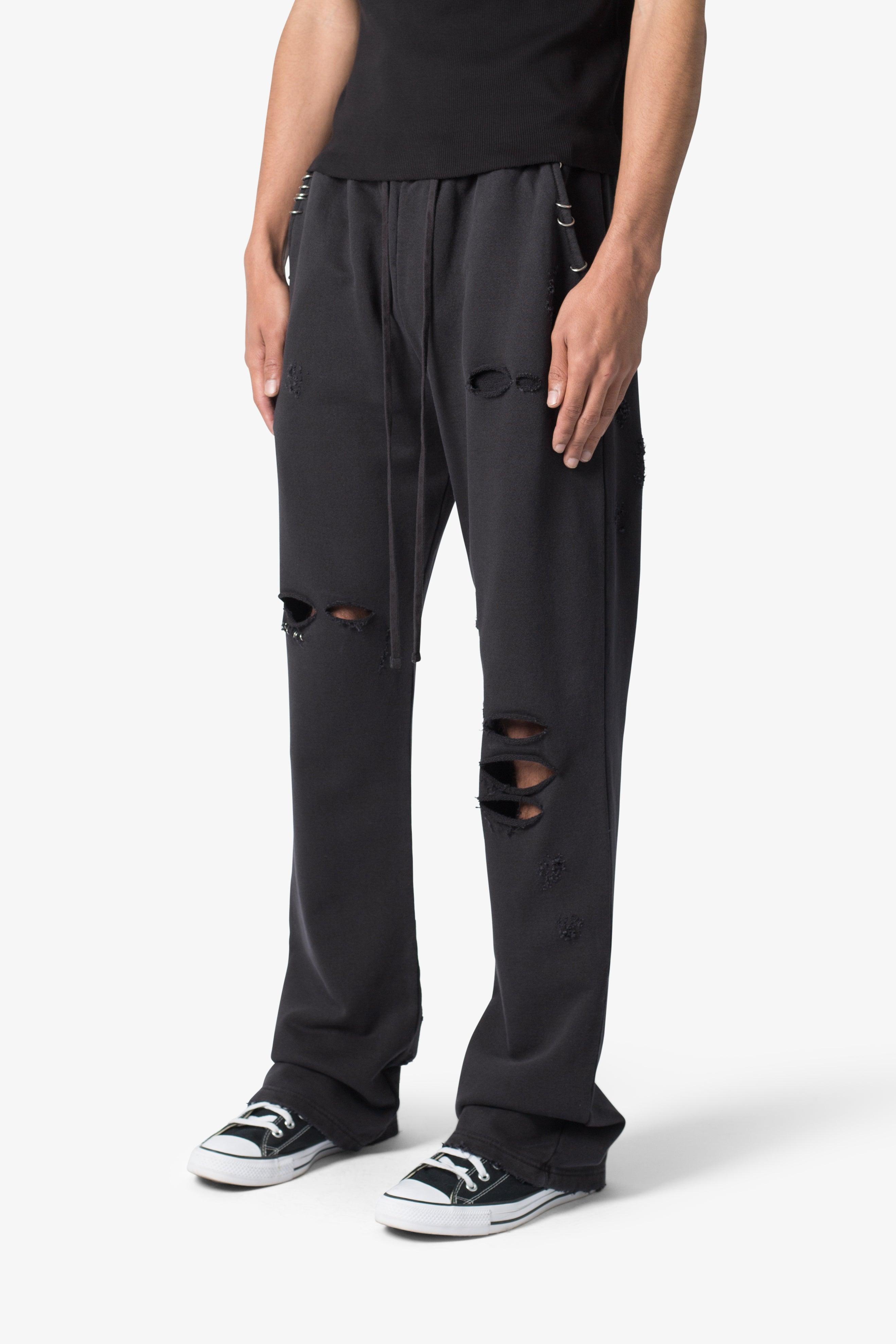 Metal Ring Flared Sweatpants - Black Product Image