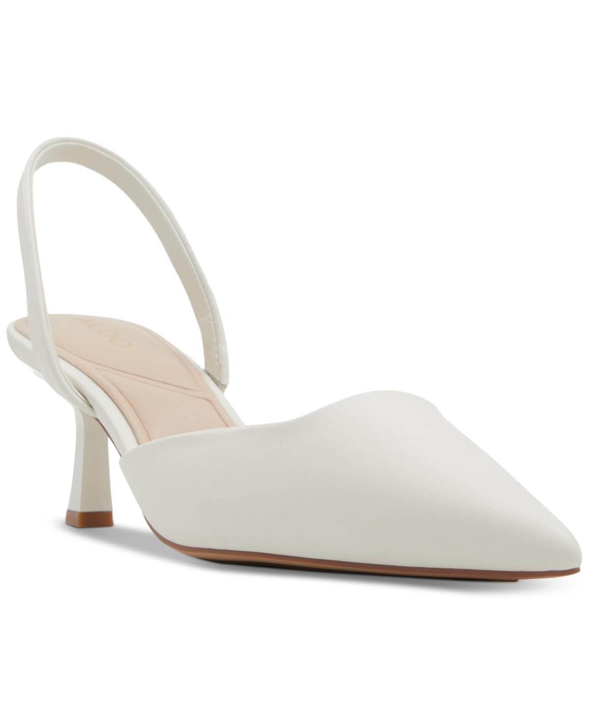 Aldo Womens Gavedessi Pointed Toe Kitten Heel Slingback Pumps - White Product Image