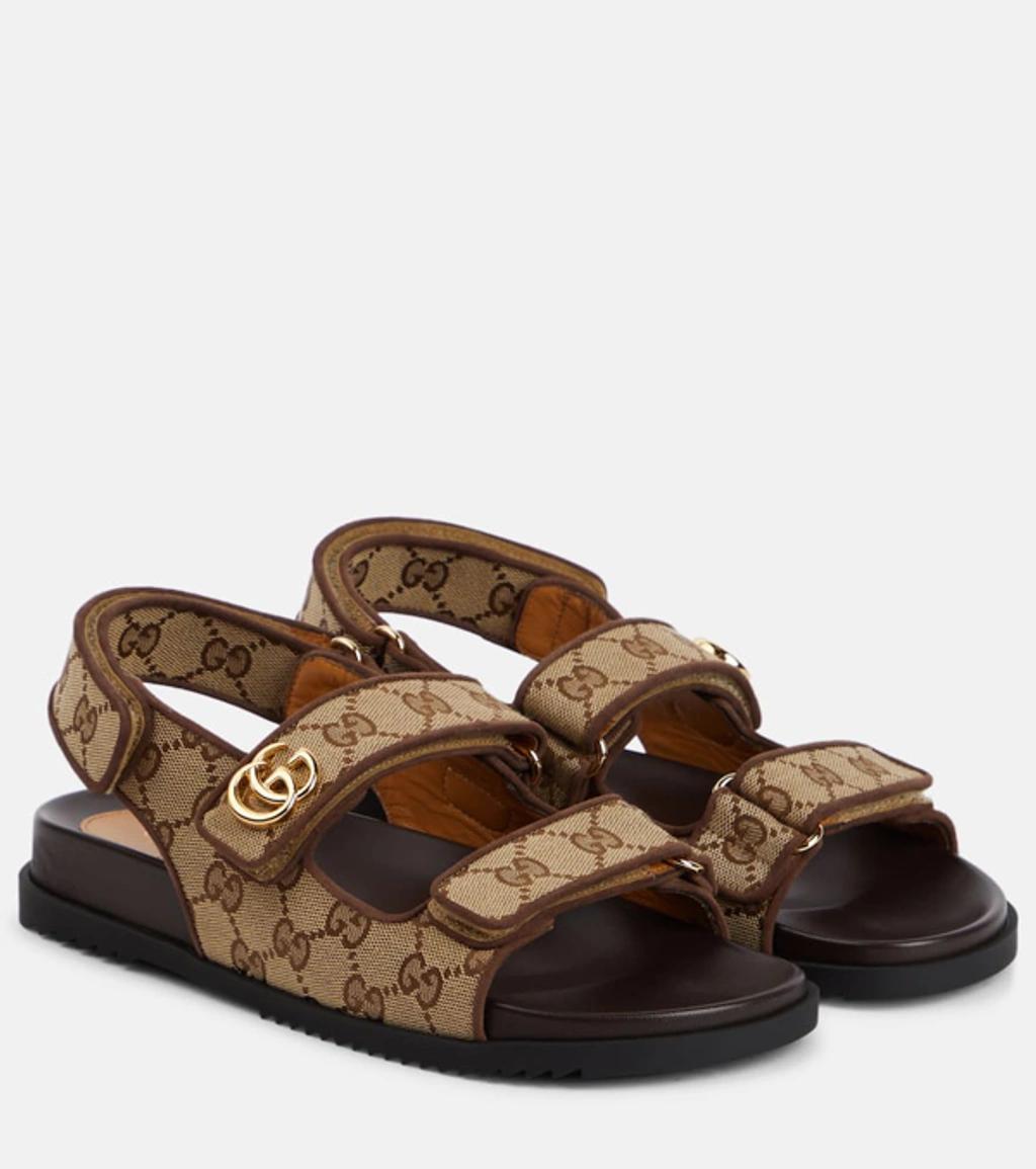 Double G Canvas Sandals In Beige Product Image