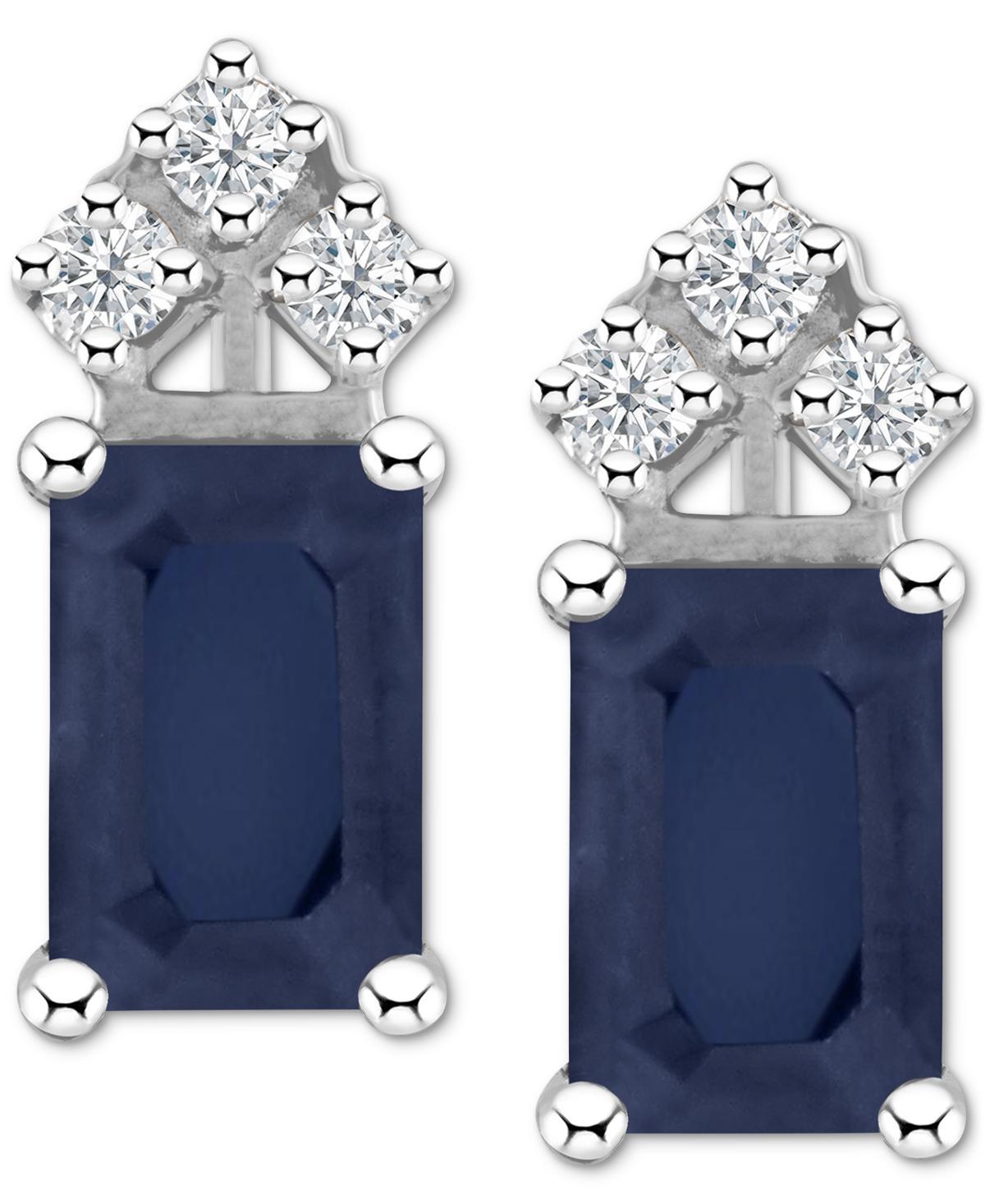 Celebration Gems 14k Gold Emerald Cut Tanzanite & 1/8 Carat T.W. Diamond Stud Earrings, Womens, 14k Whgold Product Image