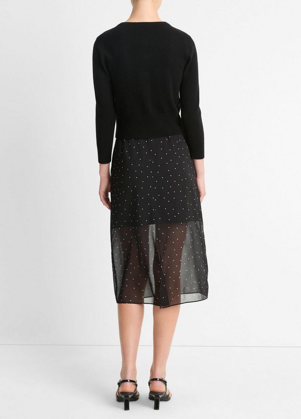 Dot-Print Sheer Stretch-Silk Overlay Skirt Product Image