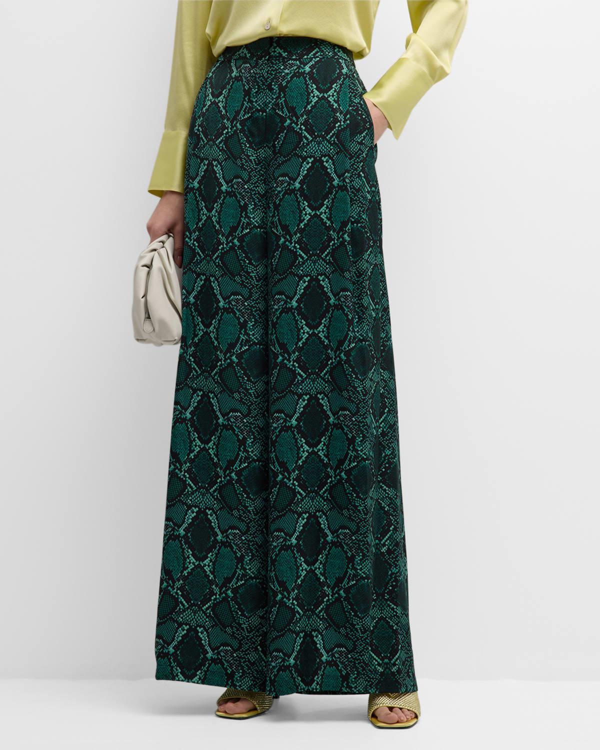 Vivian Snakeskin-Print High-Rise Wide-Leg Pants Product Image