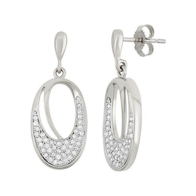 Sterling Silver 3/8 Carat T.W. Diamond Oval Drop Earrings, Womens, Silver Tone Product Image