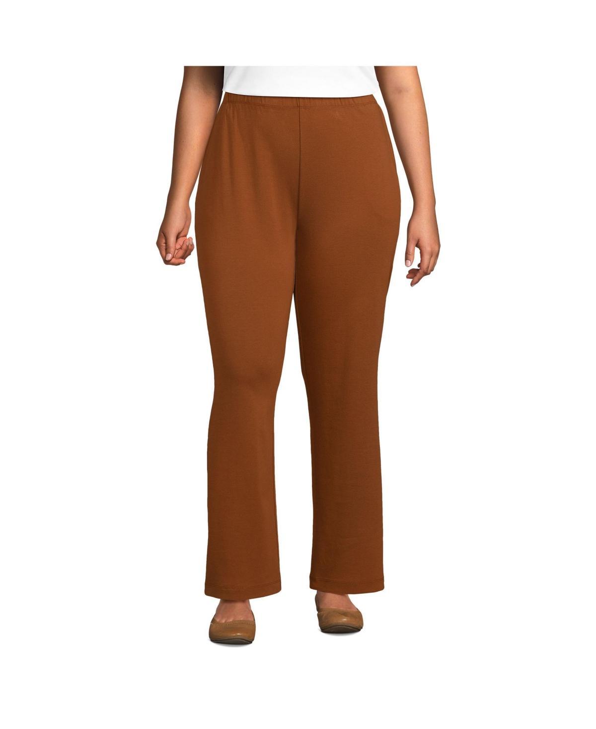 Plus Size Lands End Sport Knit High-Waist Pull-On Pants, Womens Rich Brown Product Image