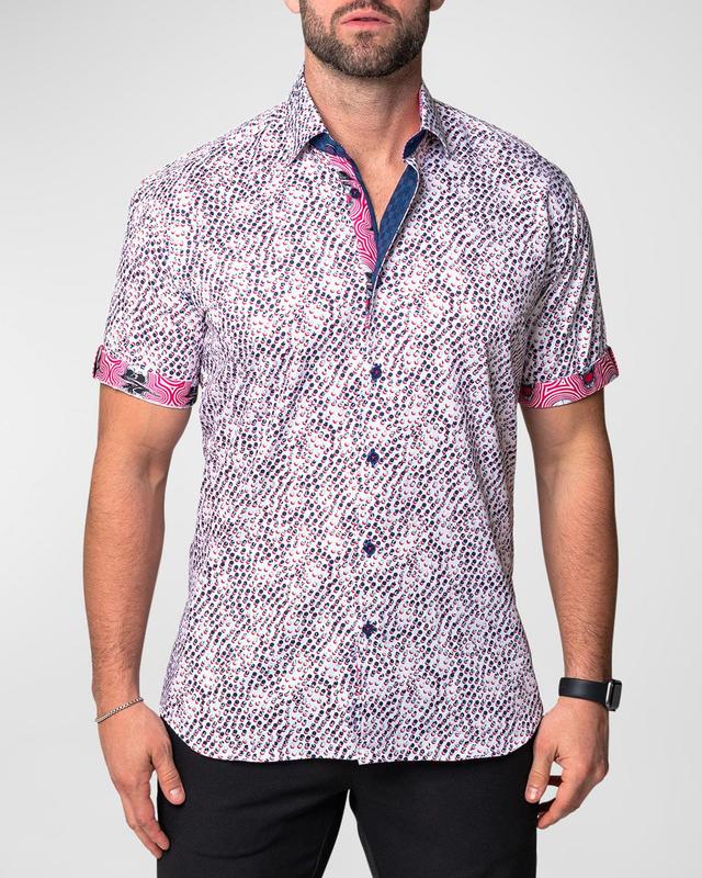 Maceoo Galileo Pool Short Sleeve Contemporary Fit Button-Up Shirt Product Image