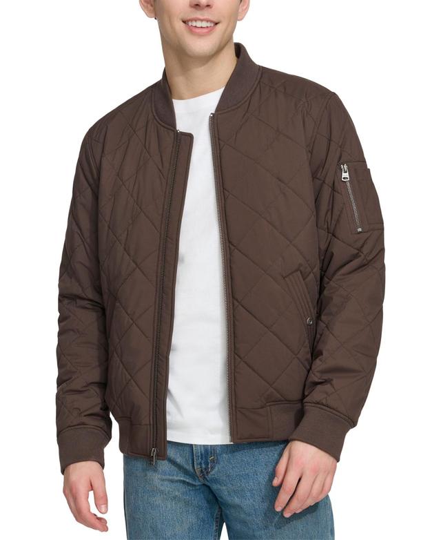 Mens Levis Diamond Quilted Bomber Jacket Brown Brown Product Image