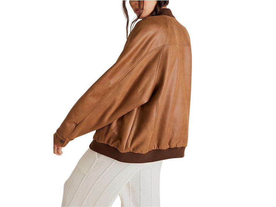 Free People Wild Rose Suede Bomber (Chestnut Combo) Women's Clothing Product Image