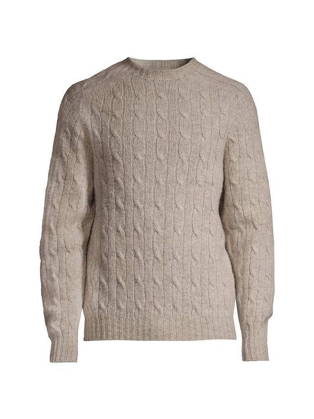 Mens Shetland Wool Cable-Knit Sweater Product Image