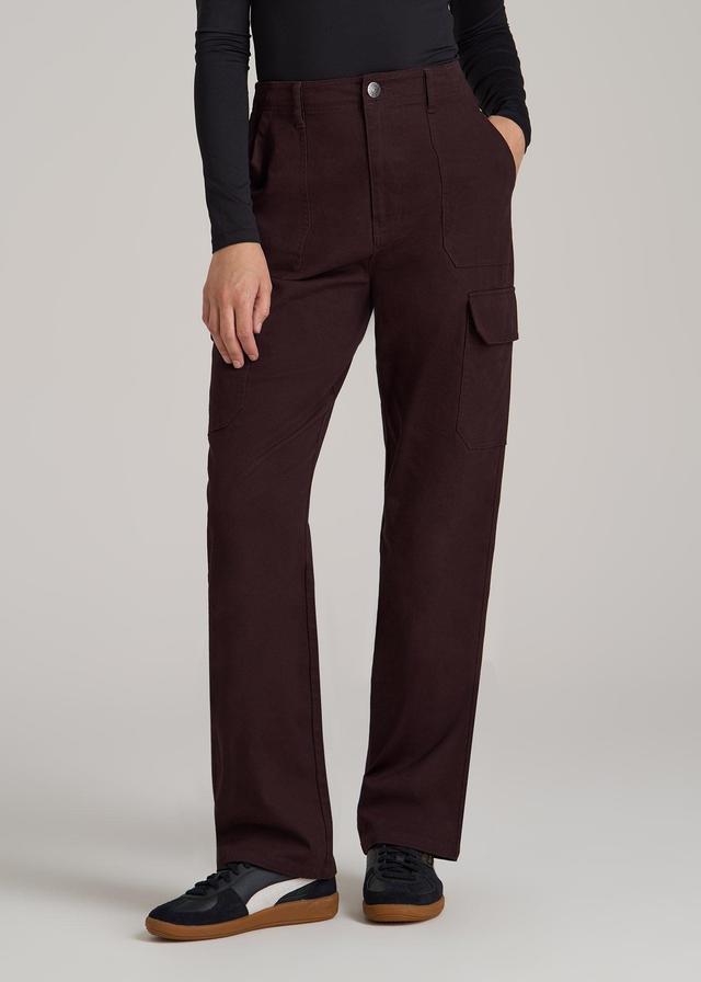 Straight Leg Cargo Chino Pants for Tall Women in Oxblood Product Image